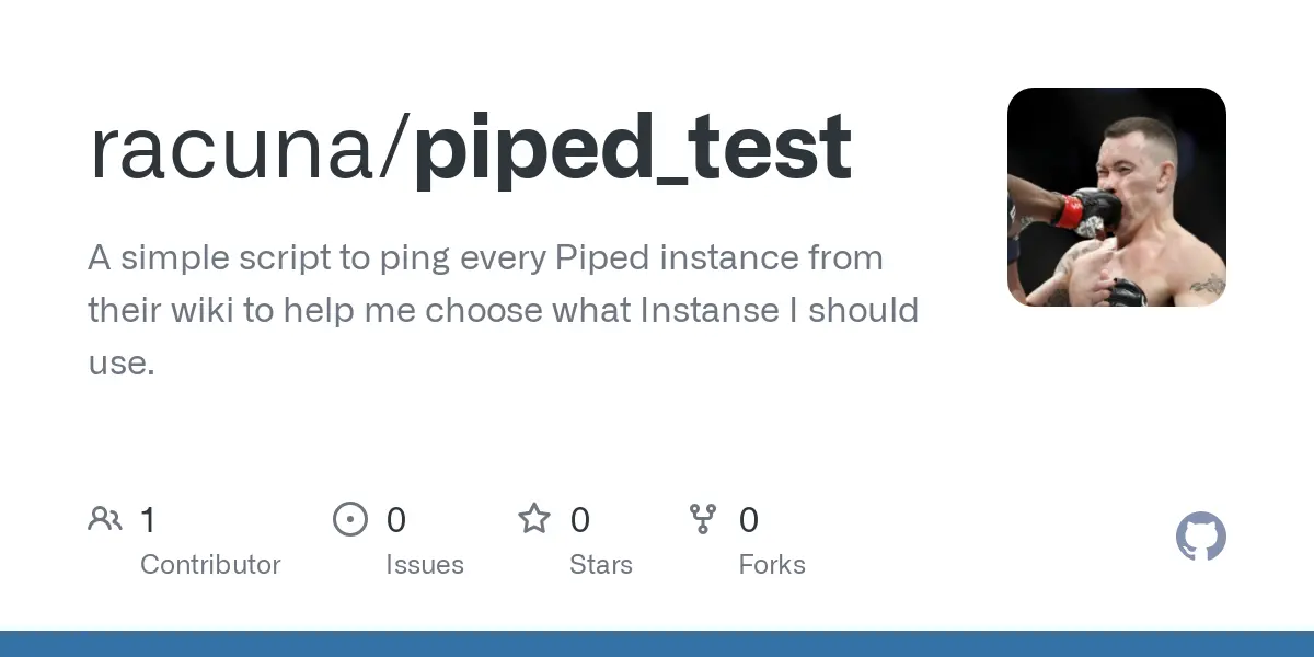 GitHub - racuna/piped_test: A simple script to ping every Piped instance from their wiki to help me choose what Instanse I should use.